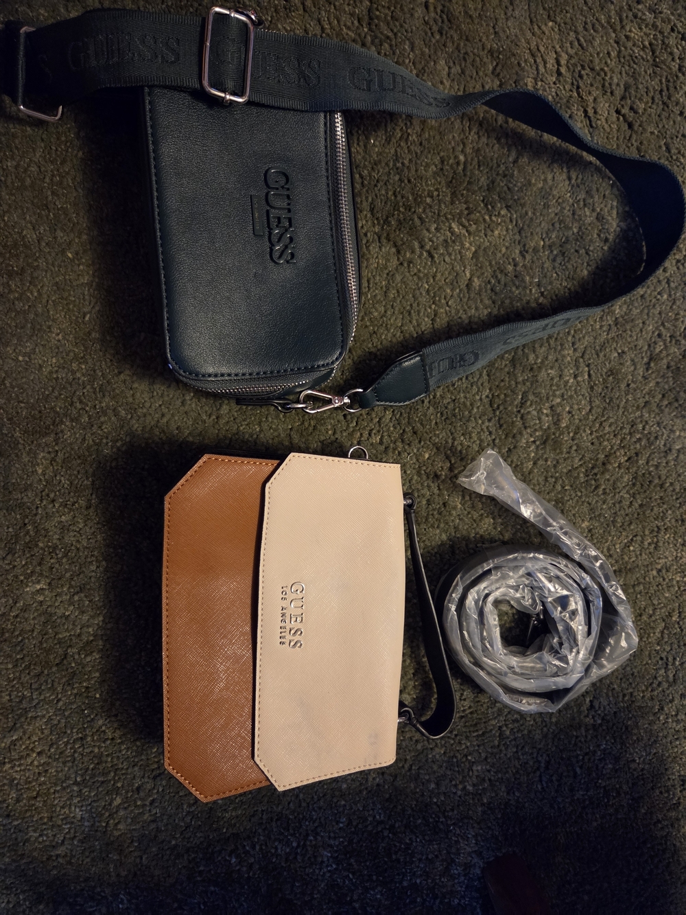 GUESS Two-Tone Bag — Black, Brown & Cream And GREEN BAG
